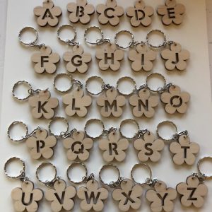 Flower Wooden Letter Personal Keyring
